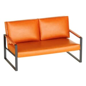 AWQM Faux Leather Sofa,Mid-Century Loveseat Sofa,2 Seat Couch,Classic Sofa Upholstered with Removable Back/Seat Cushion,Armchair/Lounge Chair for Living Room,Office and So on,Orange