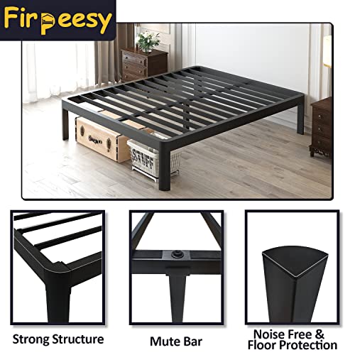 Firpeesy 14 Inch Queen Bed Frame with Sturdy Steel Round Corner Legs, 3500 lbs Heavy Duty Metal Platform Bed Frame with Steel Slats Support, No Box Spring Needed,Noise Free,Non-Slip,Easy Assembly