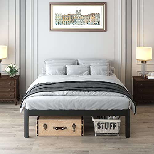 Firpeesy 14 Inch Queen Bed Frame with Sturdy Steel Round Corner Legs, 3500 lbs Heavy Duty Metal Platform Bed Frame with Steel Slats Support, No Box Spring Needed,Noise Free,Non-Slip,Easy Assembly