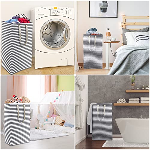 QEIDLHF 2-Pack Laundry Hamper 75L Basket Collapsible Large Clothes Storage Basket with Easy Carry Handles Freestanding Waterproof Clothes Hamper for Clothes Toys Organizer, Grey