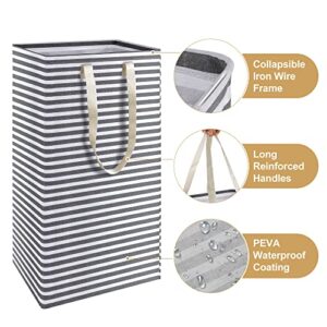 QEIDLHF 2-Pack Laundry Hamper 75L Basket Collapsible Large Clothes Storage Basket with Easy Carry Handles Freestanding Waterproof Clothes Hamper for Clothes Toys Organizer, Grey