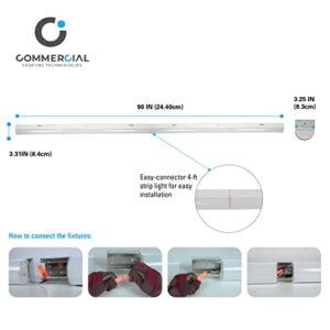 CLT 56W 8-Foot LED Linear Commercial Shop Light Strip Fixture, Damp Location, Dimmable, 5000K