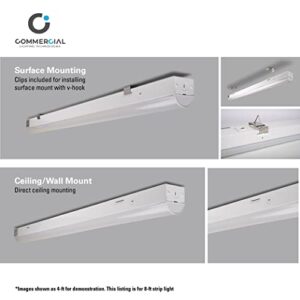 CLT 56W 8-Foot LED Linear Commercial Shop Light Strip Fixture, Damp Location, Dimmable, 5000K