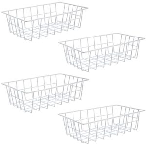 orgneas freezer organizer bins metal wire storage baskets for upright refrigerator chest freezer, kitchen pantry storage and organization for fruit vegetable soda cans toys and snacks, set of 4