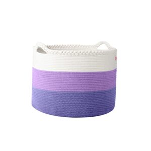 MeloMin XXXL (102L) 100% Cotton Rope Woven Laundry Basket (6 Colors) - 23” x15” - Home Storage Hamper Bin for Blankets, Comforters, Towels, and Toys (Purple)