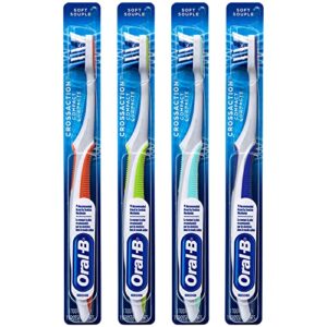 oral-b crossaction compact toothbrush, 23 soft (colors vary) - pack of 4
