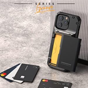 VRS DESIGN Damda Glide Pro Phone Case for iPhone 14 Pro, Sturdy Semi Auto Wallet [4 Cards] Case Compatible for iPhone 14 Pro Case (2022) (Groove Black)