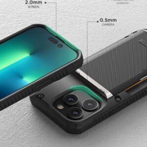 VRS DESIGN Damda Glide Pro Phone Case for iPhone 14 Pro, Sturdy Semi Auto Wallet [4 Cards] Case Compatible for iPhone 14 Pro Case (2022) (Groove Black)