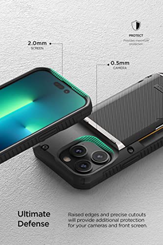 VRS DESIGN Damda Glide Pro Phone Case for iPhone 14 Pro, Sturdy Semi Auto Wallet [4 Cards] Case Compatible for iPhone 14 Pro Case (2022) (Groove Black)