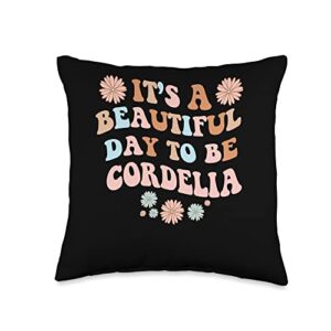 Sarcastic Birthday CORDELIA Name Gift Text Joke Personalized Name Beautiful Day Cordelia Birthday Throw Pillow, 16x16, Multicolor