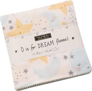 moda fabrics d is for dream flannel charm pack by paper + cloth; 42-5'' precut fabric quilt squares