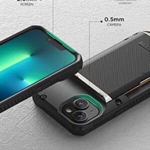 VRS Design Damda Glide Pro Phone Case for iPhone 14, Sturdy Semi Auto Wallet [4 Cards] Case Compatible for iPhone 14 (2022) (Groove Black)