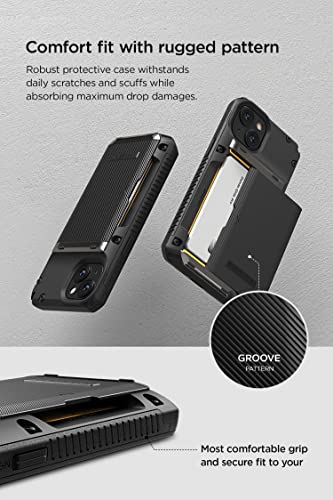 VRS Design Damda Glide Pro Phone Case for iPhone 14, Sturdy Semi Auto Wallet [4 Cards] Case Compatible for iPhone 14 (2022) (Groove Black)