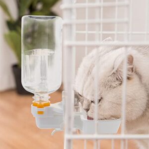 Small Hanging Bowls White Dispenser Bowl Feeder- Supplies Tool for Bird Dog Food Water- Bottle Feeder Pet Automatic and Cage Kitten Tool, Drinking Cup Pigeon Plastic Bowl- Crate