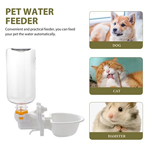 Small Hanging Bowls White Dispenser Bowl Feeder- Supplies Tool for Bird Dog Food Water- Bottle Feeder Pet Automatic and Cage Kitten Tool, Drinking Cup Pigeon Plastic Bowl- Crate