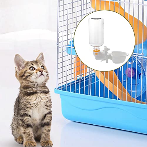 Small Hanging Bowls White Dispenser Bowl Feeder- Supplies Tool for Bird Dog Food Water- Bottle Feeder Pet Automatic and Cage Kitten Tool, Drinking Cup Pigeon Plastic Bowl- Crate