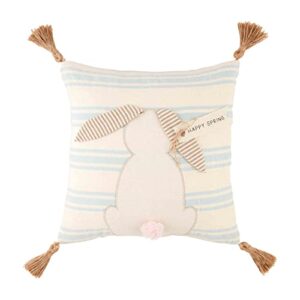 mud pie bunny striped pillow, 16" x 16", hop