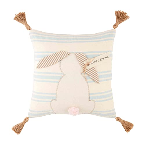 Mud Pie Bunny Striped Pillow, 16" x 16", Hop