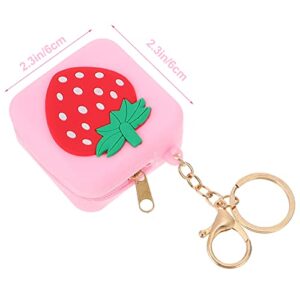 Bag Organizer for Purse 4pcs Key Earbuds Gift Bag Keyring Coin Earphone Purse Mini Girls Cartoon Wireless Women with Headphones Protector Headphone Strawberry Cover Covers for