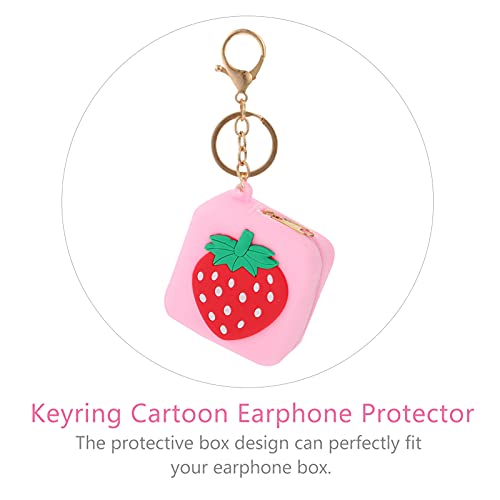 Bag Organizer for Purse 4pcs Key Earbuds Gift Bag Keyring Coin Earphone Purse Mini Girls Cartoon Wireless Women with Headphones Protector Headphone Strawberry Cover Covers for