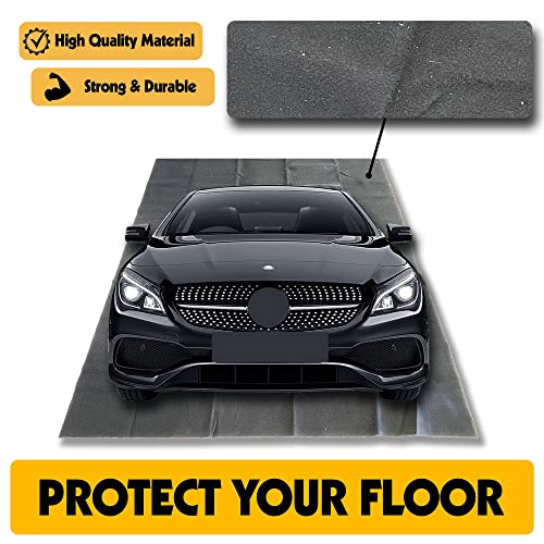 AutoFloorGuard AFG8018 17 Foot x 7.3 Foot Golf Cart Medium Size Garage Carpet Containment Mat with Stay-Put Corners and Anti-Slip Backing, Black