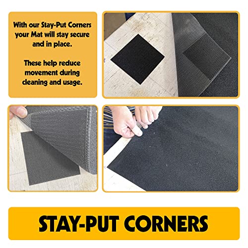 AutoFloorGuard AFG8018 17 Foot x 7.3 Foot Golf Cart Medium Size Garage Carpet Containment Mat with Stay-Put Corners and Anti-Slip Backing, Black