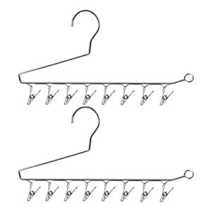 【2-pack】 waikas pants hangers with 8 clips, 39cm, 304 stainless steel