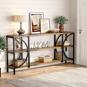 Tribesigns 70.9 Inch Extra Long Sofa Table, 3 Tier Narrow Console Table with Storage Shelves, Industrial Entryway Table Behind Sofa Couch for Living Room, Hallway, Foyer, Rustic Brown