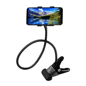 lazy bracket - flexible solid-grip phone holder with adjustable universal gooseneck smartphone stand cell phone holder gooseneck mount, lazy clamp clip flexible phone stand for office desk bed