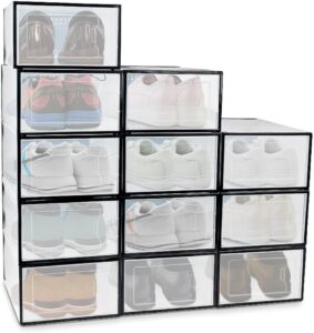 gominimo - shoe box, clear shoe boxes stackable, shoe boxes clear plastic stackable, shoe storage boxes, shoe case, shoe containers, sneaker storage, shoe box organizer, cajas para zapatos