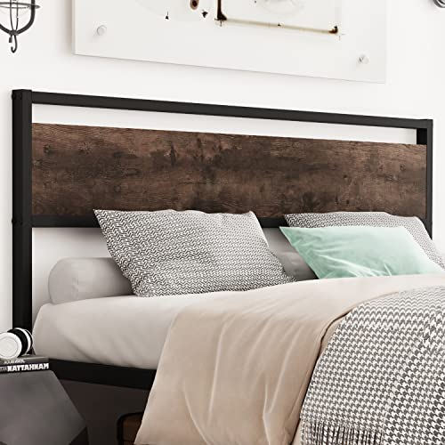 TXIYEAN Headboard Only Sturdy Wood Headboard with Metal Slat Rustic Headboard Easy Assembly, Twin, Twin XL/Queen/King (King)