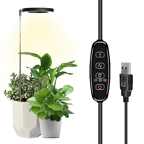 IMVSINCERE Plant Grow Light- LED Growing Light Full Spectrum for Indoor Plants- Adjustable Plants Growing Lamp with Auto On/Off Timer 3/9/12H and 10 Dimmable Brightness(Adapter Not Included)