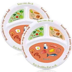 2 pieces portion control plates macro diet plate bariatric divided portion control container portion plate nutrition plate for weight loss balanced eating food meal dinner adults, 8.3 inch