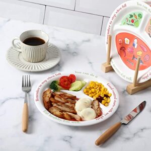 2 Pieces Portion Control Plates Macro Diet Plate Bariatric Divided Portion Control Container Portion Plate Nutrition Plate for Weight Loss Balanced Eating Food Meal Dinner Adults, 8.3 Inch