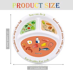 2 Pieces Portion Control Plates Macro Diet Plate Bariatric Divided Portion Control Container Portion Plate Nutrition Plate for Weight Loss Balanced Eating Food Meal Dinner Adults, 8.3 Inch