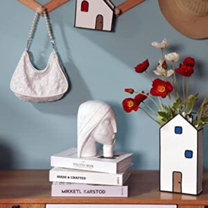 Saysmile Decorative Book Ends for Heavy Books, Unique Women Face Bookends for Shelves with Non-Slip Base Modern Resin Book Holders for Home Office Decor, Great Gifts for Book Lovers(Black&White)