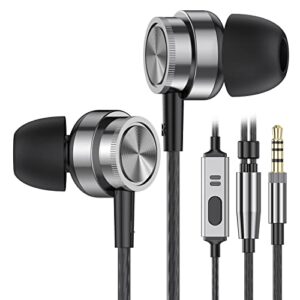 yatloml wired earbuds with microphone, in ear headphones with heavy bass&noise isolating, high sound quality in-ear earphones compatible with ipod, ipad, mp3, android phones and all 3.5mm jack-silver