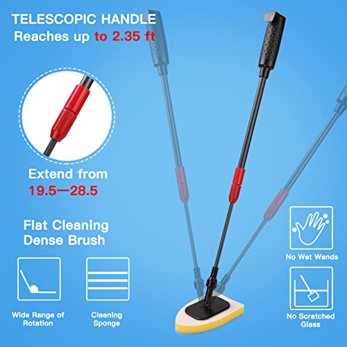 7 in 1 Fish Tank Cleaning Tools, Aquarium Cleaning Tools with Long Telescopic Handles, Algae Scraper, Scrubber Pads, Tube Cleaner, Fish net, Gravel Rake, Cleaning Cloth for Fish Starter Kits