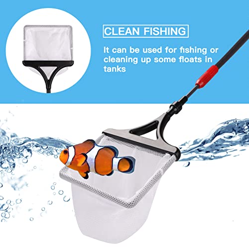 7 in 1 Fish Tank Cleaning Tools, Aquarium Cleaning Tools with Long Telescopic Handles, Algae Scraper, Scrubber Pads, Tube Cleaner, Fish net, Gravel Rake, Cleaning Cloth for Fish Starter Kits