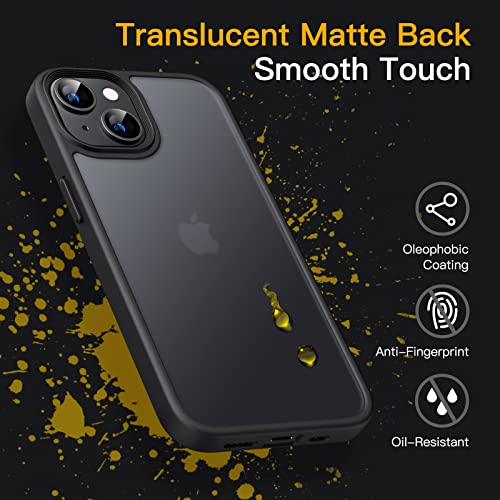 JETech Matte Case for iPhone 14 6.1-Inch, Shockproof Military Grade Drop Protection, Frosted Translucent Back Phone Cover, Anti-Fingerprint (Black)