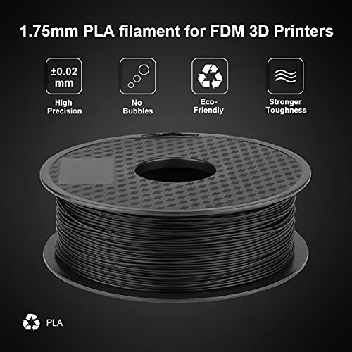 Creality 3D 5 Packs Black White Red Blue Grey PLA Filament 1.75mmn 1KG 2.2 lbs 3D Printer Filament 3D Printer Accessories 1kg Spool for All FDM 3D Printer