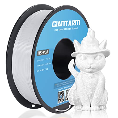GIANTARM High-Speed PLA Filament 1.75mm, 1kg 2.2lb Spool, Fast Printing PLA for AnkerMake M5/ for Ender 5 S1 3D Printers (White)