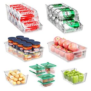 midyb fridge organizers and storage 11 pack, refrigerator organizer bins for fruit, drink organizer for fridge, cabinets, fridge can organizer, bpa free - send 5 food storage box