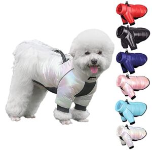 aiitle padded vest dog coat - warm zip up dog vest fleece jacket - winter water wind resistant small dog sweater - dog clothes for small dogs for everyday use white s