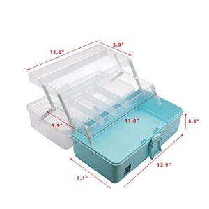 3 Layers Plastic Portable Storage Box, Multipurpose Organizer and Storage Case for Art Craft and Cosmetic, Portable Handled Storage Box for Home, School, Office, First Aids (Blue)