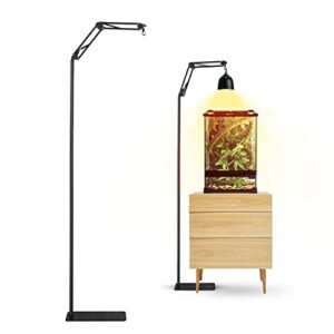 reptile lamp stand with base extra tall adjustable height and width 360° rotation floor reptile light holder stand bracket metal lamp support for reptile glass tank terrarium heating light (72 inch)