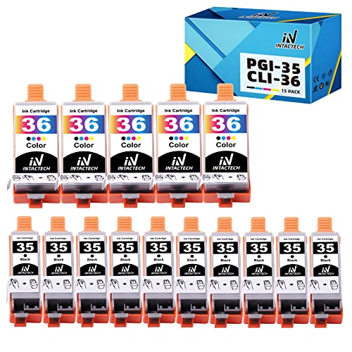 PGI-35 CLI-36 Ink Cartridge Replacement for Canon 35 36 Use for Pixma iP110 iP100 TR150 mini260 mini320 Printer (15-Pack, 10X PGI-35 Black, 5X CLI-36 Color)