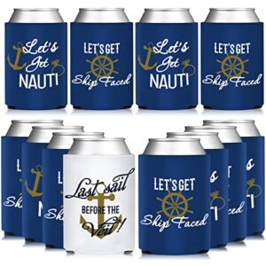 karaqy nautical bachelorette party bride vibes can cooler - 12 pcs bachelorette drink sleeve for bridal shower, engagement party decoration and bride to be gift bridesmaid gifts