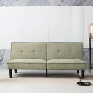 mlily modern convertible folding futon sofa bed for compact living space, apartment, dorm, bonus room, adjustable backrest, metal legs, beige