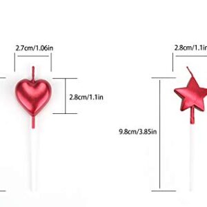 10 Cute Heart Shaped and Star Birthday Candles Cake Candle-Toppers for Party Wedding Cake Decoration Supplies Birthday Cake Candles Happy Birthday Candles Colorful Candles (Heart 5+Star5)